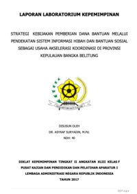 Strategi Kebijakan Pemberian Dana Bantuan Melalui Pendekatan Sistem Informasi Hibah Dan Bantuan Sosial Sebagai Usaha Akselerasi Koordinasi Di Provinsi Kepulauan Bangka Belitung (Biro Kesejahteraan Rakyat Sekretariat Daerah)