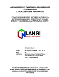 Strategi Peningkatan Kapabilitas Anggota Satuan Perlindungan Masyarakat Sebagai Satuan Tugas Penegakan Peraturan Daerah - Satuan Polisi Pamong Praja dan Pemadam Kebakaran Kota Tasikmalaya