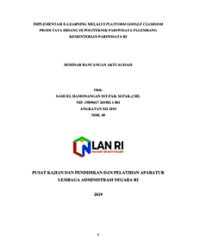 Implementasi E-Learning Melalui Platform Google Clasroom Prodi Tata Hidang Di Politeknik Pariwisata Palembang Kementerian Pariwisata RI