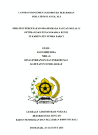 Strategi Percepatan Swasembada Pangan Melalui Optimalisasi Penangkaran Benih Di Kabupaten Sumba Barat (Dinas Pertanian dan Perkebunan)