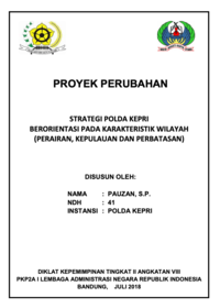 Strategi Polda Kepri Berorientasi Pada Karakteristik Wilayah (Perairan Kepulauan Dan Perbatasan) (Kabag strajemen Birorena Polda Kepri Kepolisian Negara Republik Indonesia)