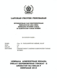 Intensifikasi Dan Ekstensifikasi Pendapatan Asli Desa Berbasis Potensi Lokal Di Kabupaten Tanah Bumbu (Badan Pemberdayaan Masyarakat dab Pemerintahan Desa)