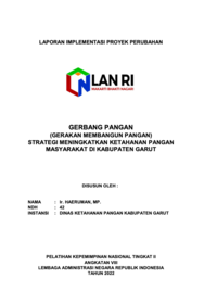 GERBANG PANGAN (Gerakan Membangun Pangan) Strategi Meningkatkan Ketahanan Pangan Masyarakat Di Kabupaten Garut (Dinas Ketahanan Pangan Kabupaten Garut)