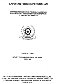 Strategi Peningkatan Pendapatan Petani Hortikultura Melalui Sistem Pemasaran Di Kabupaten Kampar (Dinas Pertanian Tanaman Pangan Dan Hortikultura)