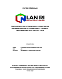 Strategi Penguatan Sistem Informasi Peringatan Dini Bencana Berbasis Radio Pancar Ulang Di Kabupaten Lembata Provinsi Nusa Tenggara Timur (Badan Penanggulangan Bencana Daerah)