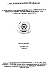 Revitalisasi Pelayanan Keterbukaan Informasi Publik Berbasis Undang-Undang Nomor 14 Tahun 2008 Di Kabupaten Lima Puluh Kota (Asisten Administrasi Umum)