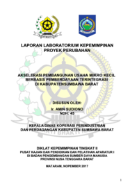 Akselerasi Pembangunan Usaha Mikro Kecil Berbasis Pemberdayaan Terintegrasi Di Kabupaten Sumbawa Barat (Dinas Koperasi Perindustrian dan Perdagangan Kabupaten Sumbawa Barat)