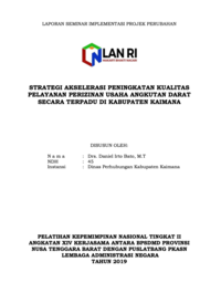 Strategi Akselerasi Peningkatan Kualitas Pelayanan Perizinan Usaha Angkutan Darat Secara Terpadu Di Kabupaten Kaimana (Dinas Perhubungan)