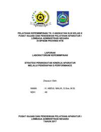 Strategi Peningkatan Kinerja Aparatur Melalui Penerapan E-Performance (Badan Kepegawaian Daerah Kabupaten Sumbawa Barat)