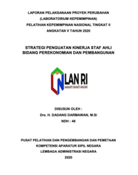 Strategi Penguatan Kinerja Staf Ahli Bidang Perekonomian Dan Pembangunan Sekretariat Daerah Kabupaten Ciamis