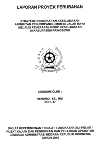 Strategi Peningkatan Keselamatan Angkutan Penumpang Umum Di Jalan Raya Melalui Penerapan Kode Keselamatan Di Kabupaten Pringsewu (Dinas Perhubungan)