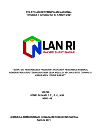 Strategi Pengawasan Preventif Aparatur Pengawas Internal Pemerintah (APIP) Terhadap Dana Desa Melalui Aplikasi PTIT Cuping Di Kabupaten Pesisir Barat (Inspektorat)