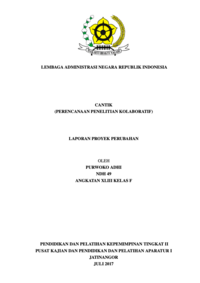 Cantik (Perencanaan Penelitian Kolaboratif) (LIPI - Lembaga Ilmu Pengetahuan Indonesia)