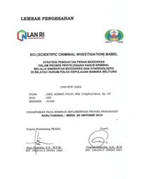 SCI (Scientific Criminal Investigation) BABEL Strategi Penguatan Peran Biddokkes Dalam Proses Penyelesaian Kasus Kriminal Melalui Sinergitas Biddokkes Dan Stakeholders Di Wilayah Hukum Polda Kepulauan Bangka Belitung (POLRI)