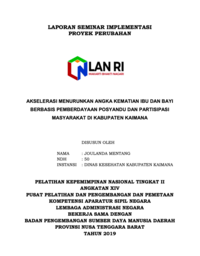 Akselerasi Menurunkan Angka Kematian Ibu Dan Bayi Berbasis Pemberdayaan Posyandu Dan Partisipasi Masyarakat Di Kabupaten Kaimana (Dinas Kesehatan)