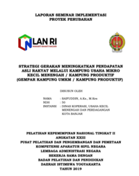 Strategi Gerakan Meningkatkan Pendapatan Asli Rakyat Melalui Kampung Usaha Mikro Kecil Menengah / Kampung Produktif (Gempar Kampung UMKM / Kampung Produktif) (Dinas Koperasi Usaha Kecil Menengah dan Perdagangan Kota Banjar)