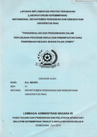 Pengendalian Dan Pengawasan Dalam Penyusunan Program Kerja Dan Pemanfaatan Dana Penerimaan Negara Bukan Pajak (PNBP) Departemen Pendidikan dan Kebudayaan Universitas Riau