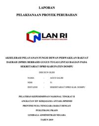 Akselerasi Pelayanan Fungsi Dewan Perwakilan Rakyat (DPRD) Berbasis Gugus Tugas Lintas Bagian Pada Sekretariat DPRD Kabupaten Dompu