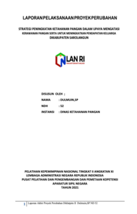 Strategi Peningkatan Ketahanan Pangan Dalam Upaya Mengatasi Kerawanan Pangan Serta Untuk Meningkatan Pendapatan Keluarga Dikabupaten Sarolangun (Dinas Ketahanan Pangan)