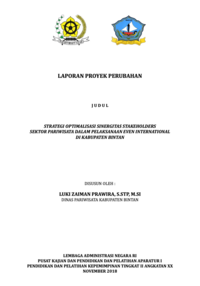 Strategi Optimalisasi Sinergitas Stakeholders Sektor Pariwisata Dalam Pelaksanaan Even Internasional (Dinas Pariwisata Kabupaten Bintan) (TERBAIK)