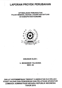 Optimalisasi Pemungutan Pajak Mineral Bukan Logam Dan Batuan Di Kabupaten Konawe (Dinas Pertambangan dan Energi)