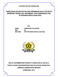 Akselerasi Kolektivitas dan Diseminasi Data Statistik Berbasis Teknologi Informasi Dan Komunikasi (TIK) di Provinsi Kepulauan Riau (BPS - Badan Pusat Statistik)
