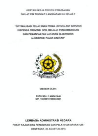 Optimalisasi Pelayanan Prima (Excellent Service) Dinas Pendapatan Daerah Provinsi NTB Melalui Pengembangan Dan Pemanfaatan Layanan Elektronik (e-service) Pajak Daerah