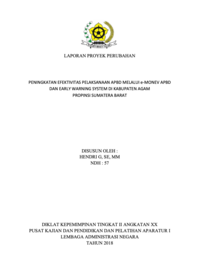 Peningkatan Efektivitas Pelaksanaan APBD Melalui e-Monev APBD dan Early Warning System (Badan Keuangan Daerah Kabupaten Agam)