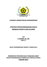 Strategi Penyelenggaraan Diklat Berbasis Wisata dan Kuliner (Badan Pengembangan Sumber Daya Manusia Provinsi Nusa Tenggara Barat)