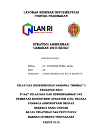 Strategi Akselerasi Gerakan Doti Sehat (Dapati Obati Sembuh Dan Sehat) (Dinas Kesehatan Kota Ternate) (TERBAIK 3)