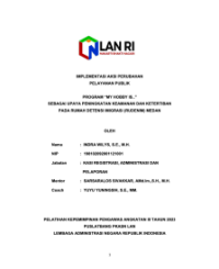 Program MY HOBBY IS sebagai Upaya Peningkatan Keamanan dan Ketertiban pada Rumah Detensi Imigrasi (RUDENIM) Medan (Kantor Wilayah Sumatera Utara Kementerian Hukum dan Hak Asasi Manusia)